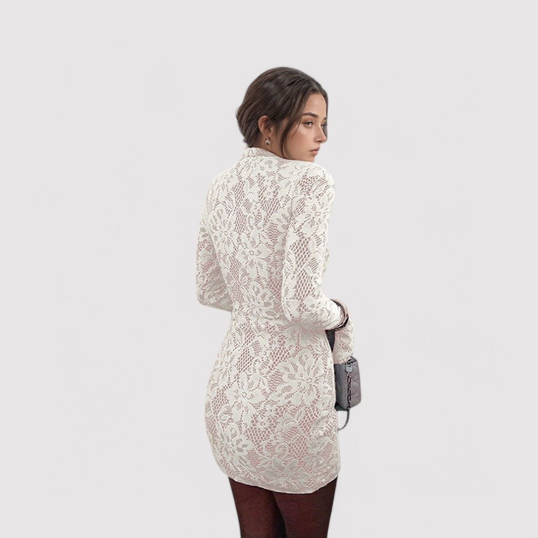 Damen Chic Spitzen Mini Kleid