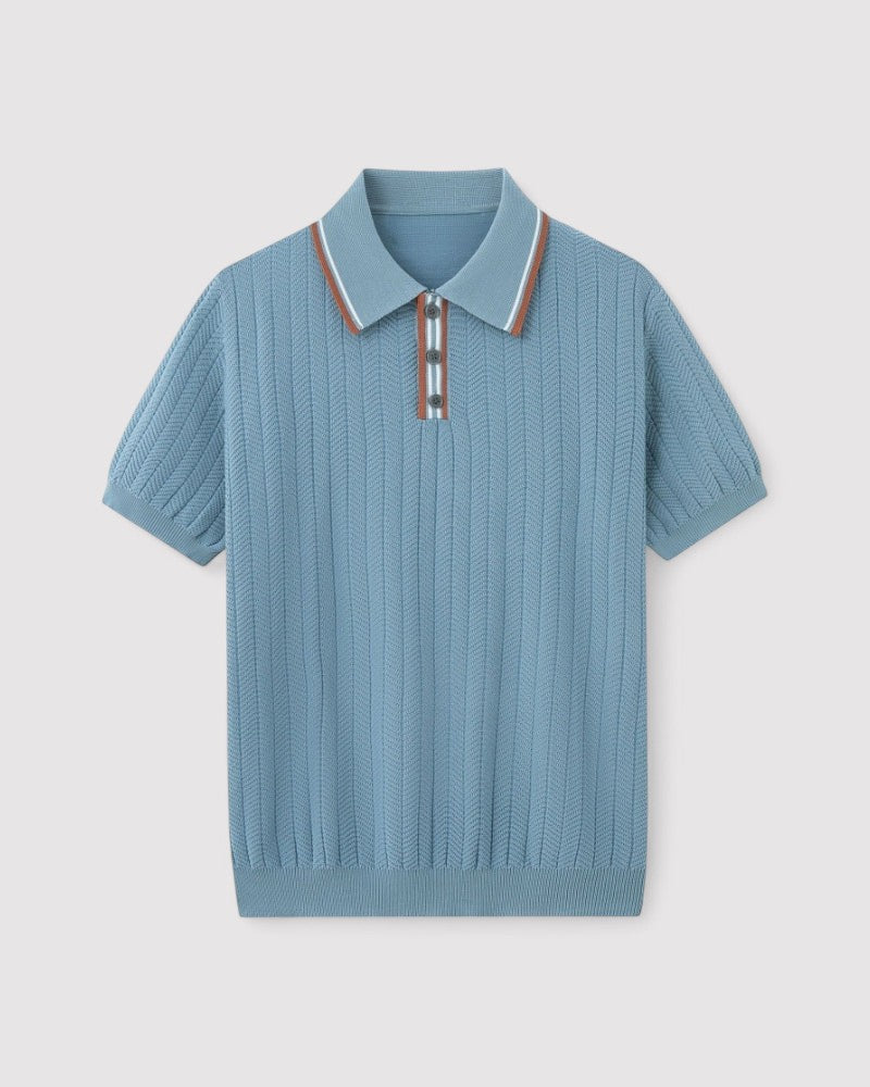Herren Rippstrick Poloshirt