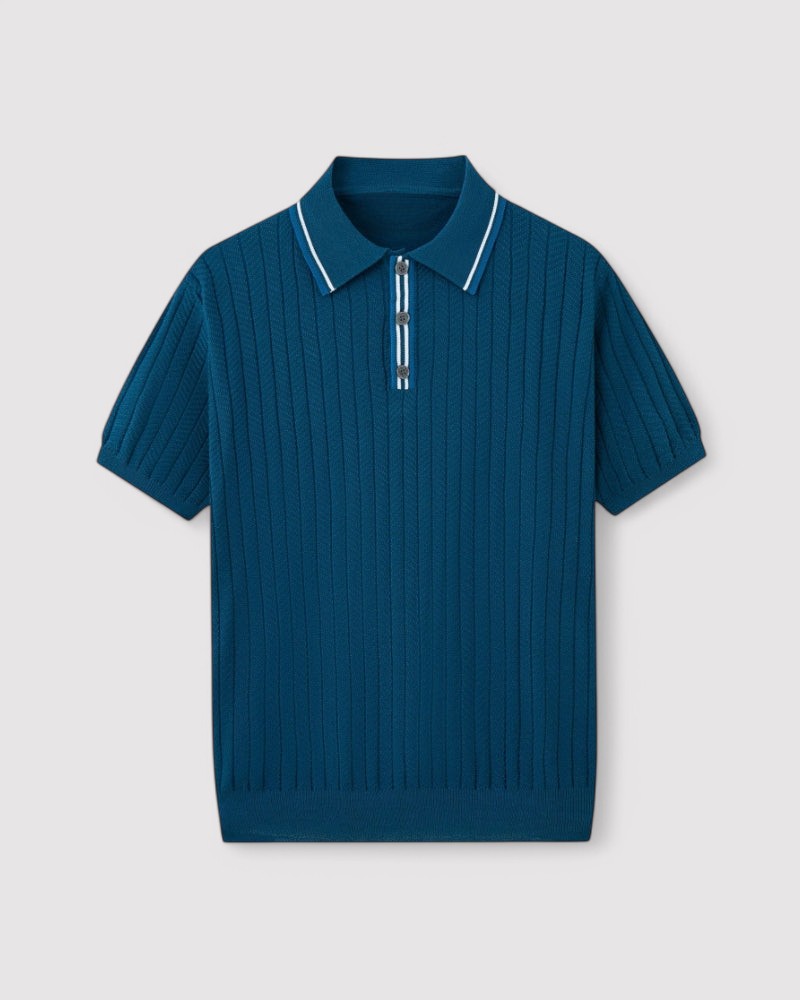 Herren Rippstrick Poloshirt