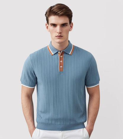 Herren Rippstrick Poloshirt