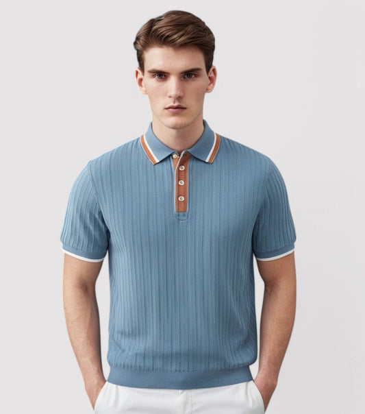 Herren Rippstrick Poloshirt